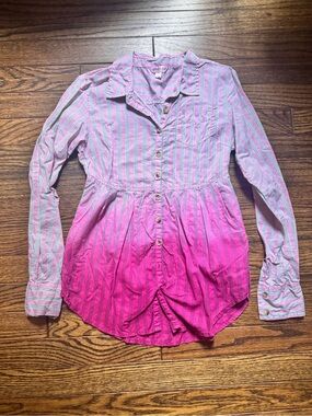 Energie Pink Ombre Striped Button-Down Girls Top